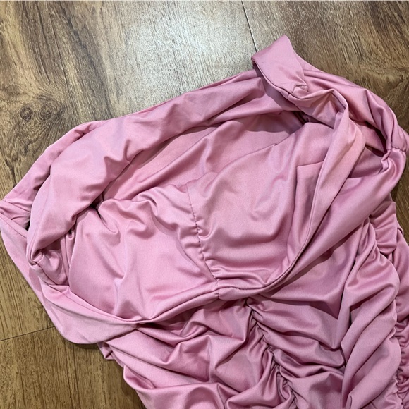 3/$15 New Sweetheart Neckline Pink Lined Sleeveless Ruched Stretchy Dress Medium - Picture 8 of 10